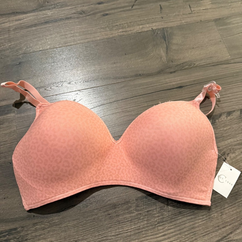 Catherines AnyWear Peach Leopard Print Wire‎ Free Bra 42DD 2PKBRA2953 New